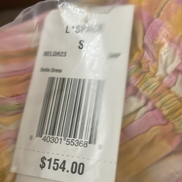 L*Space Belle Plaid Yellow & Pink Criss Cross Back Mini Dress Various Sizes NWT - Picture 8 of 8